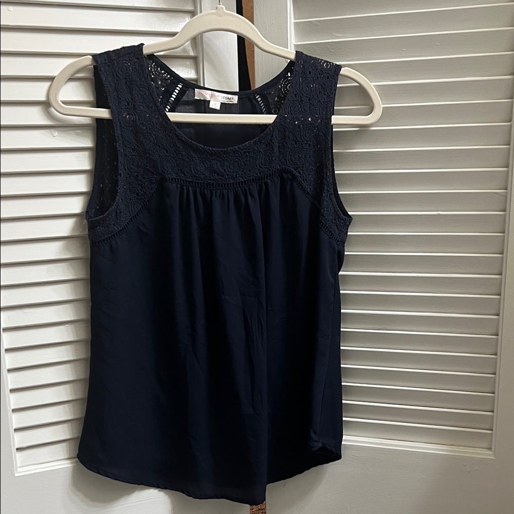 H&M Navy Lace Detail Sleeveless Blouse